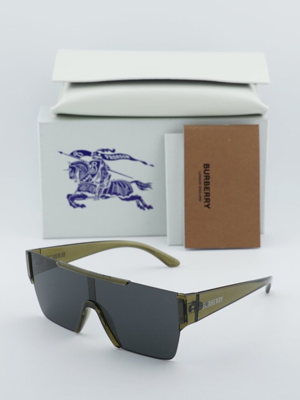 Burberry BE4291 42687 Shield Sunglasses - Green / Grey